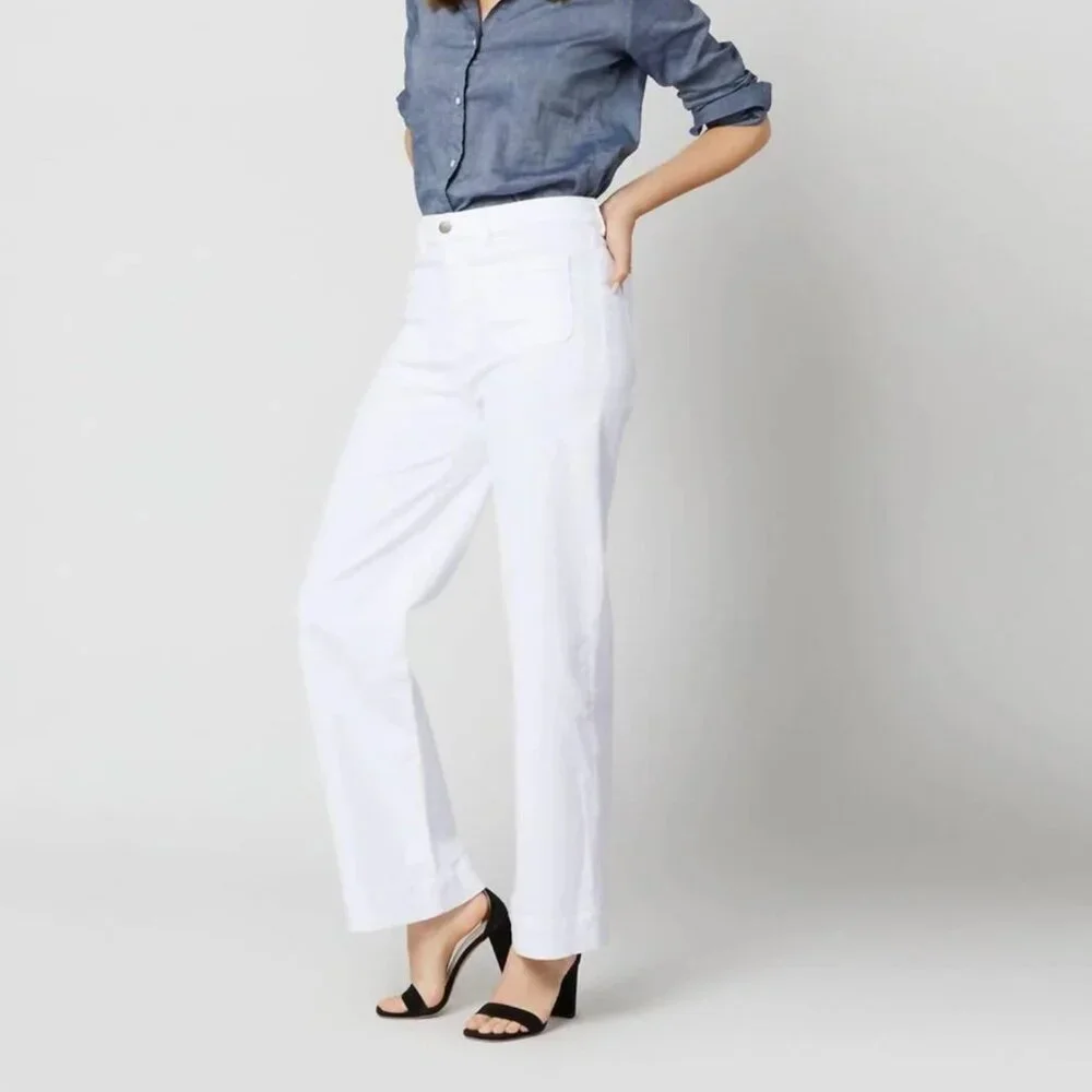 Ann Mashburn Coco Patch Pocket Jean White Stretch Denim Size 26 - Picture 4 of 10